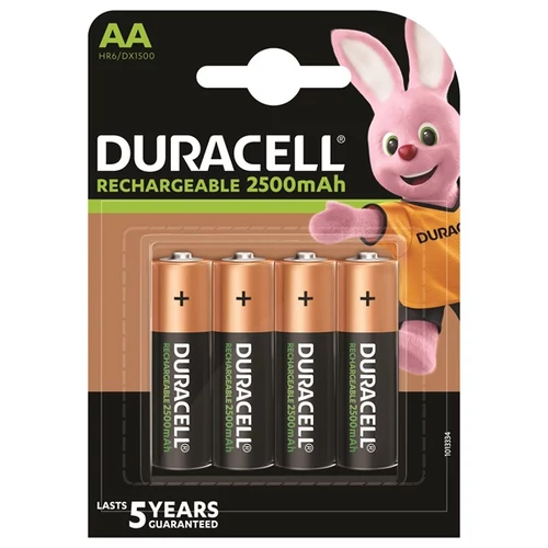 Duracell 4db AA 2500 ujratoltheto elem