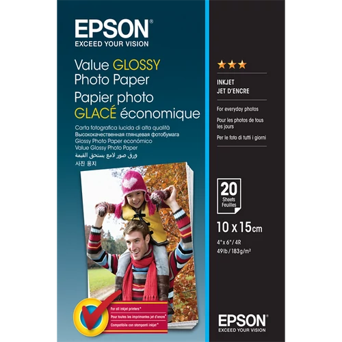 EPSON Fotópapír Value Glossy 10x15, 183 g/m2, 20 sheets