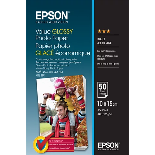 EPSON Fotópapír Value Glossy 10x15, 183 g/m2, 50 sheets