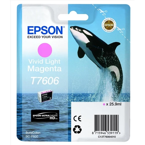 EPSON Patron Ultrachrome® HD, T7606, Killer Whale, Singlepack, 1 x 25.9 ml Vivid Light Magenta