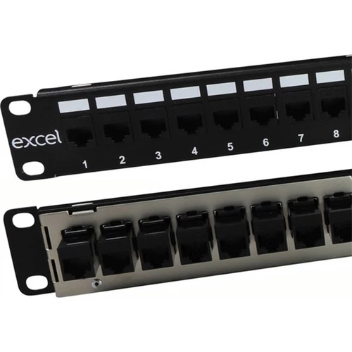 EXCEL Cat.5e UTP 24 portos patchpanel, 1U, fekete (RJ45-RJ45)