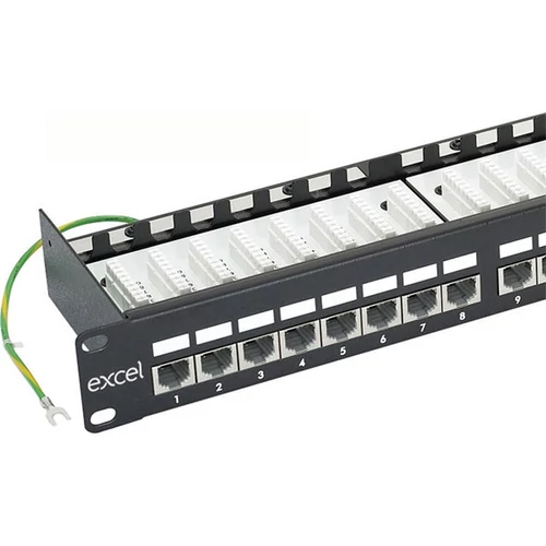 EXCEL Cat.6 FTP 24 portos patchpanel, 1U, fekete