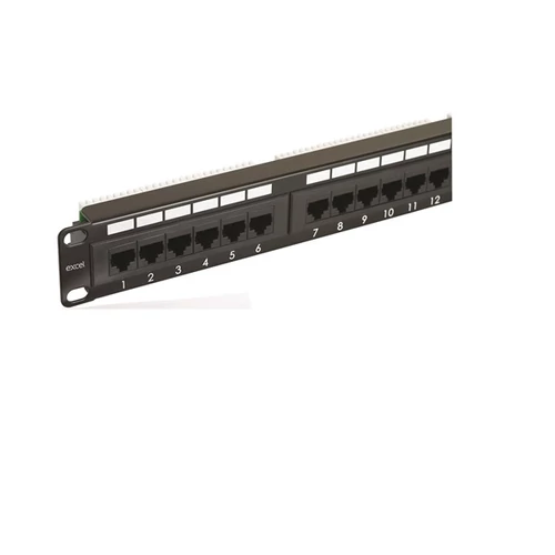 EXCEL Cat.5e UTP 24 portos patchpanel, 1U, fekete