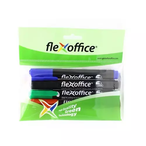 FLEXOFFICE Alkohos marker, 1,5 mm, kúpos, "PM03", 4 különböző szín