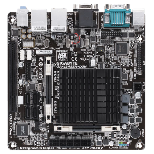 GIGABYTE Alaplap S1170 J3455N-D3H + Quad-Core Celeron J3455 (2,3GHz), mini-ITX