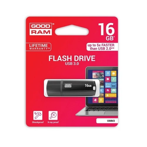 GOODRAM Pendrive 16GB, UMM3 USB 3.0, Fekete