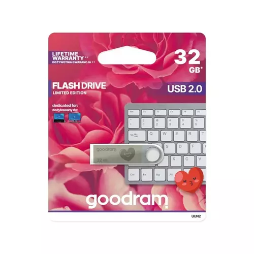 GOODRAM Pendrive 32GB, UUN2 USB 2.0, Szürke (Valentin napos limitált)