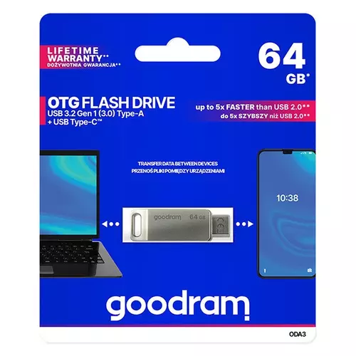 GOODRAM Pendrive 64GB ODA3 USB 3.0, Ezüst