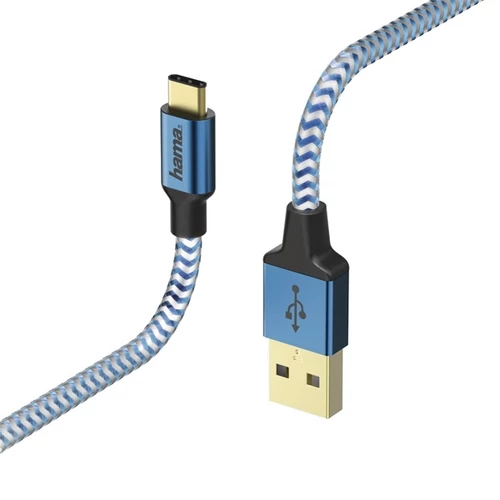 HAMA ADATKÁBEL USB TYPE-C "REFLECTIVE" 1,5M, KÉK