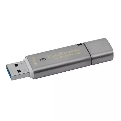 KINGSTON Pendrive 64GB, DT Locker+ G3 USB 3.0, fém, Titkosított (135/40)
