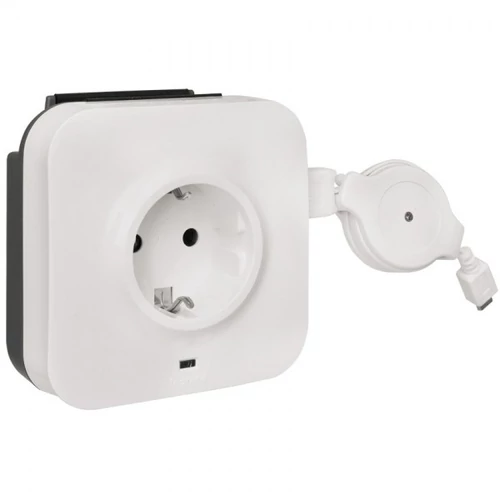 LEGRAND 2P+F csatlakozóajzat +2xUSB aljzat túlfeszültség-levezetővel