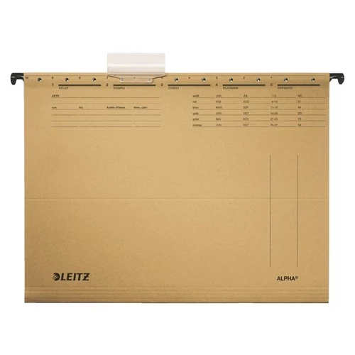 LEITZ Függőmappa, karton, A4,"Alpha Standard", natúr