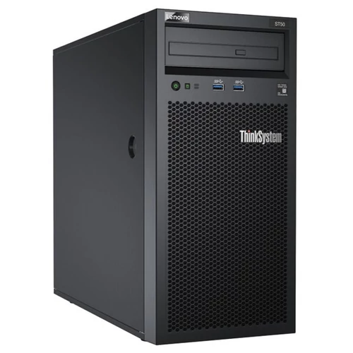 LENOVO torony szerver ThinkSystem ST50 (4x3.5"). 4C E-2224G 3.5Ghz, 1x8GB, 2x 1TB HDD, Software RAID.
