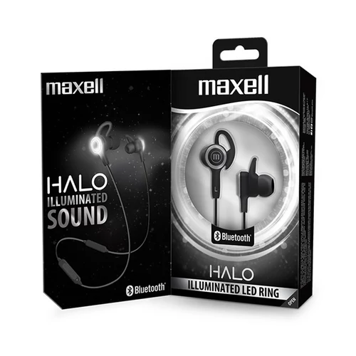 MAXELL Bluetooth headset fülhallgató, BT HALO, LED világítás, fekete