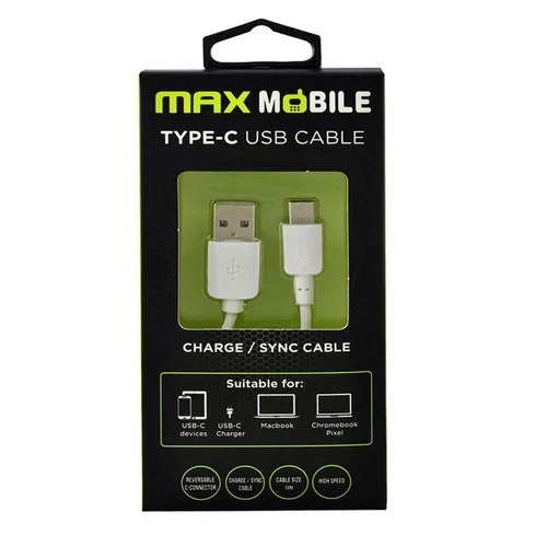 MAX MOBILE Adatkábel USB-USB-C, 1 m, Fehér