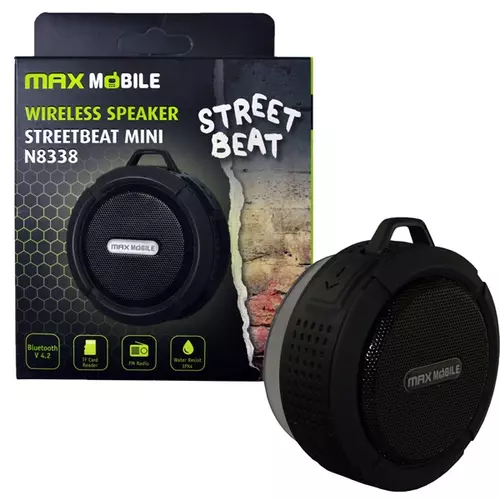 MAX MOBILE Bluetooth Hangszóró Mini N8338 cseppálló, 450 mAh, BT 5.0, Fekete