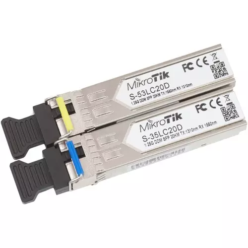 MIKROTIK SFP Module - S-3553LC20D - 1250Mbit/s, LC, 20Km, Single-mode (mono módus) 2 db/csomag