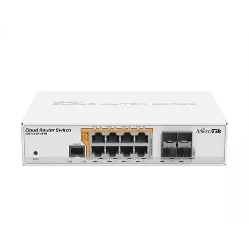 MIKROTIK Switch - CRS112-8P-4S-IN - 8GbitLAN, PoE out (802.3af/at), 4SFP RouterOS L5, Desktop