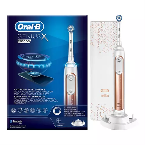 ORAL-B Genius X 20100S RoseGold Elektromos Fogkefe (Sensi Ultrathin fejjel, prémium pótfejtartóval)