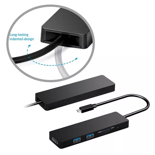 PLATINET USB HUB 3.0, 5in1 USB-C dokkoló, HDMI 4K, USB 3.0, USB 2.0, microSD / SD