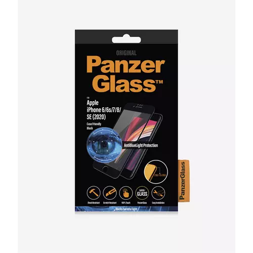 Panzerglass kijelzővédő, Apple iPhone 6/6s/7/8/SE 2020 Case Friendly, Anti-blue light, Fekete