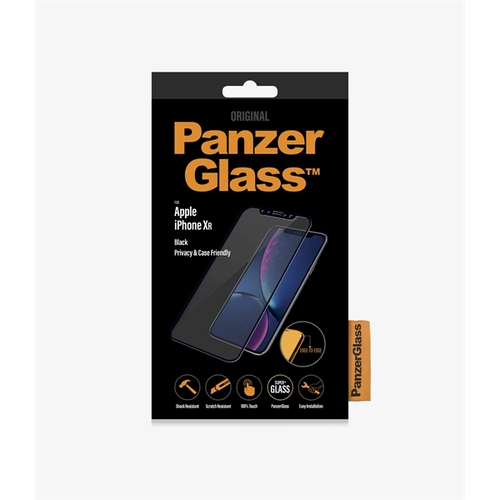 Panzerglass kijelzővédő, Apple iphone XR Case Friendly, Betekintésvédő, Fekete