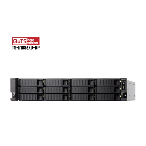 QNAP NAS 18 fiókos TS-h1886XU-RP-D1622-32G XEON 4x2,6GHz, 2x16GB RAM, 4x1000/100, 2x10GbE SFP+ SmartNIC port
