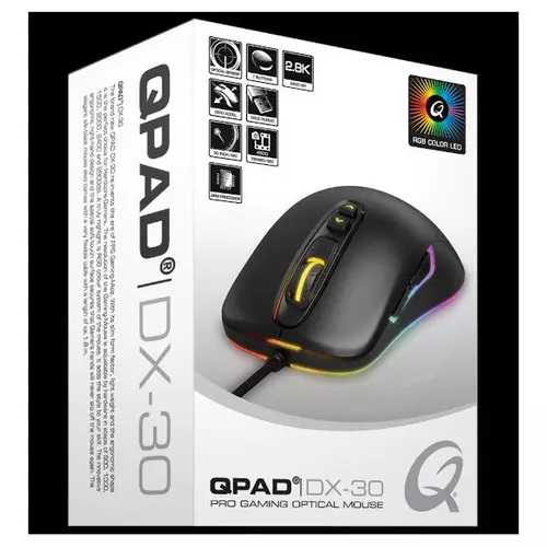 QPAD DX-30 Vezetékes gamer egér, USB, fekete