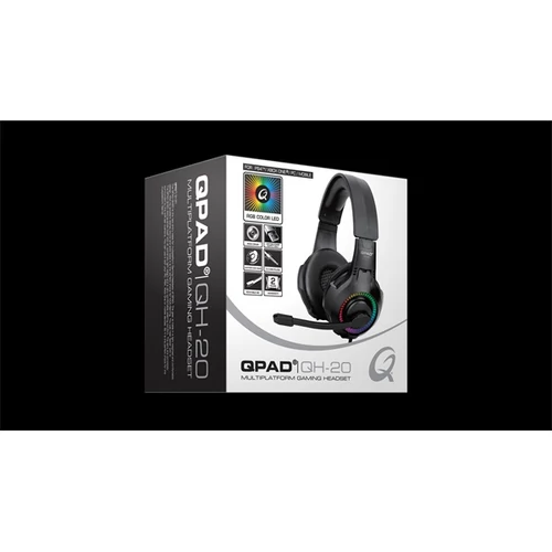 QPAD QH-20 Gamer fejhallgató mikrofonnal 3,5 mm jack/USB