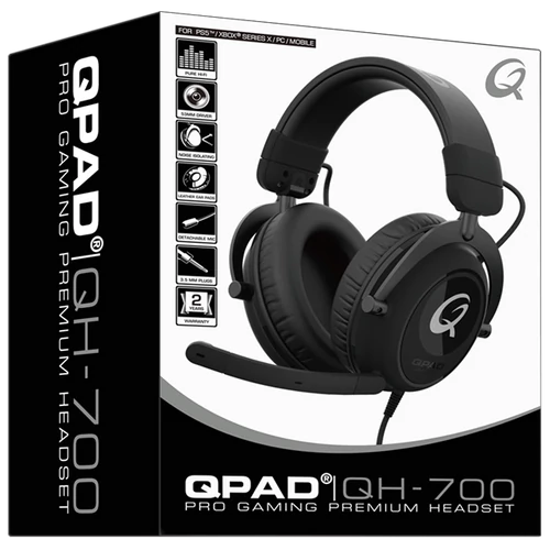 QPAD QH-700 Gamer fejhallgató mikrofonnal 3,5 mm jack