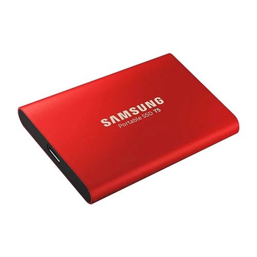 SAMSUNG Hordozható SSD T5 USB 3.1 500GB (Metál Piros)