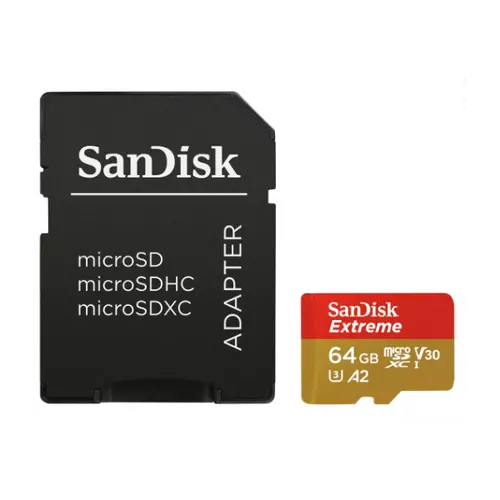 SANDISK MICROSD EXTREME KÁRTYA 64GB, 160MB/s, A2 C10 V30 UHS-I U3