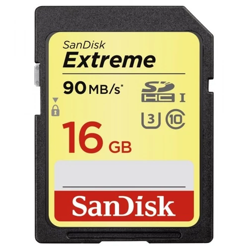 SANDISK Memóriakártya SDHC EXTREME KÁRTYA 16GB, 90MB/S, UHS-1, CL10, U3