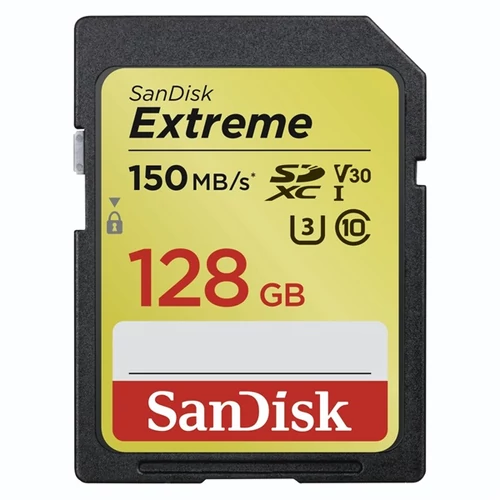 SANDISK Memóriakártya SDXC EXTREME KÁRTYA 128GB, 150MB/s V30 UHS-I U3