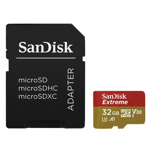 SANDISK memóriakártya MICRO SD EXTREME 32GB + Adapter, 100Mb/s, UHS-I, V30, A1 + Rescue Pro