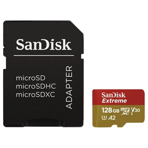 SANDISK memóriakártya microSDXC™ Mobile Extreme™ 128GB + adapter 160MB/s, 90MB/s UHS-I, V30, A2, C10, U3 + Rescue Pro De