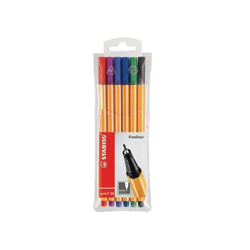 STABILO Tűfilc készlet, 0,4 mm, STABILO "Point 88", 6 különböző szín