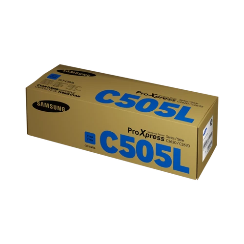 Samsung CLT-C505L; Nagykapacitású Cián toner  SL-C2620DW/SL-C2670FW típusú színes lézernyomtatóhoz és MFP-hez (3500 lap)