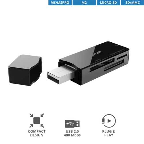 TRUST 2.0-ás USB-s kártyaolvasó 21934, Nanga USB 2.0 Card Reader
