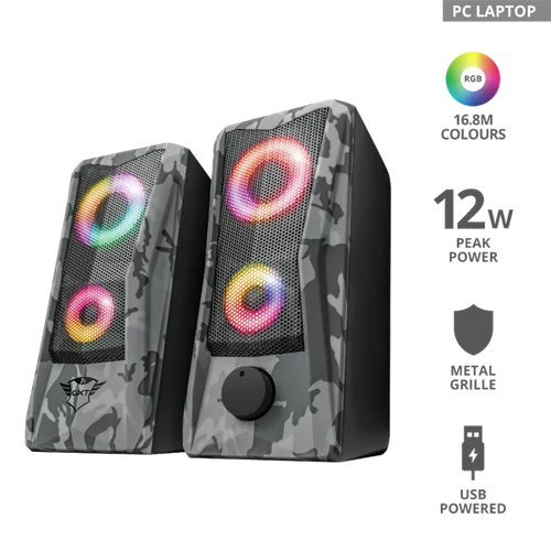 TRUST RGB-megvilágítású 2.0 hangszórókészlet 23379, GXT 606 Javv RGB-Illuminated 2.0 Speaker Set
