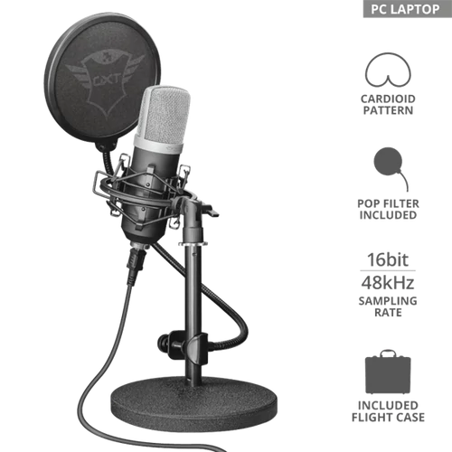 TRUST USB stúdiómikrofon 21753, GXT 252 Emita Streaming Microphone