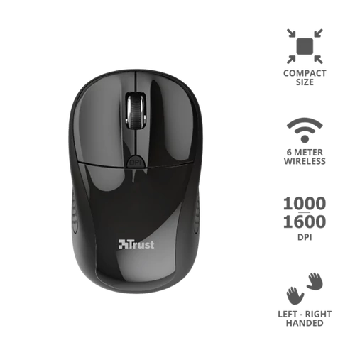 TRUST Vezeték nélküli optikai egér 20322, Primo Wireless Mouse - black