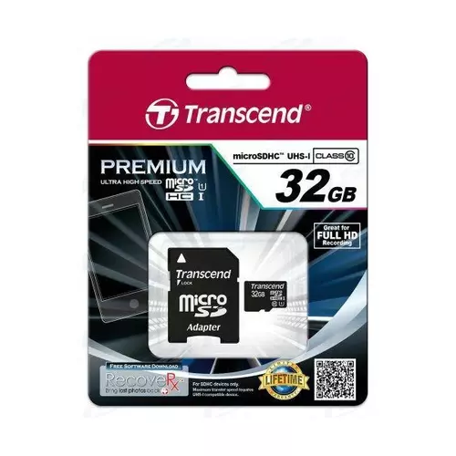 Transcend Memóriakártya MicroSDHC 32GB Class 10 UHS-I U1 + adapter