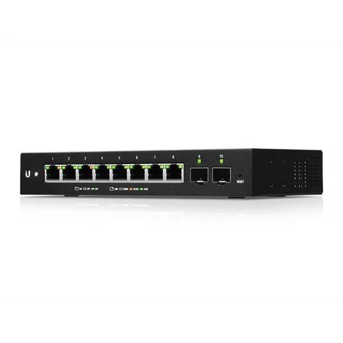 UBiQUiTi Switch - ES-10XP - EdgeSwitch 8GbitLAN/POE, 2SFP, 24V Passive PoE, L2, Console Port, 8W PoE Budget, Managed