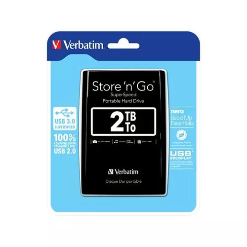 VERBATIM,  2,5" külső HDD, 2TB, USB 3.0, fekete