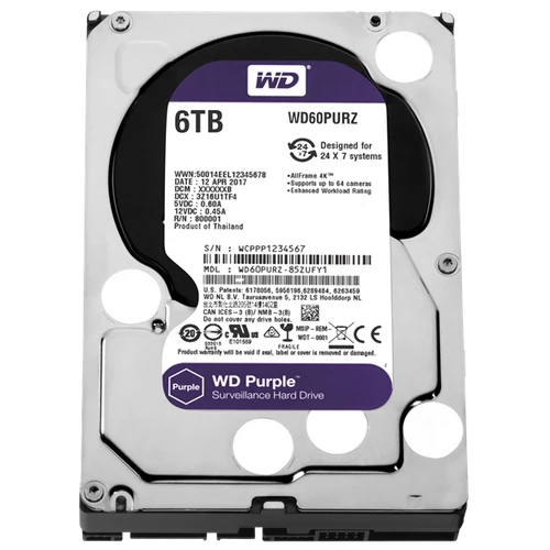 WESTERN DIGITAL 3.5" HDD SATA-III 6TB 5400rpm 64MB Cache, CAVIAR Purple
