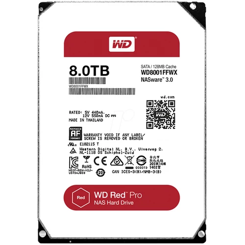 WESTERN DIGITAL 3.5" HDD SATA-III 8TB 7200rpm 256MB Cache, RED Pro