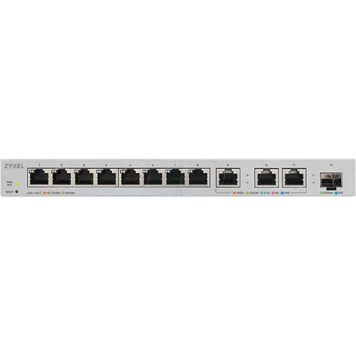 ZYXEL Switch 11x1000Mbps (3x10G) + 1xGigabit SFP+, Fémházas Webmenedzselhető, XGS1250-12-ZZ0101F